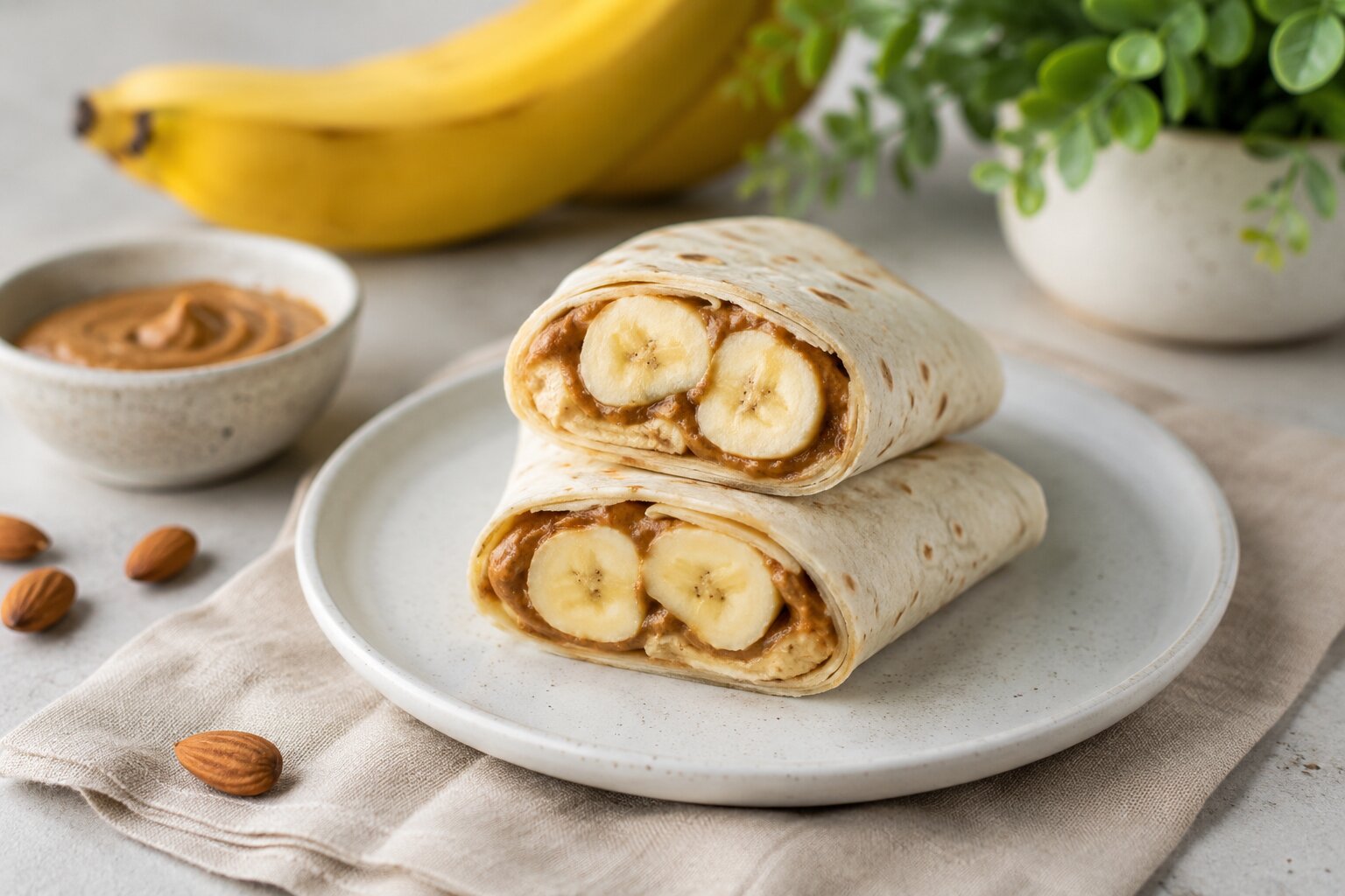 Almond butter banana wrap