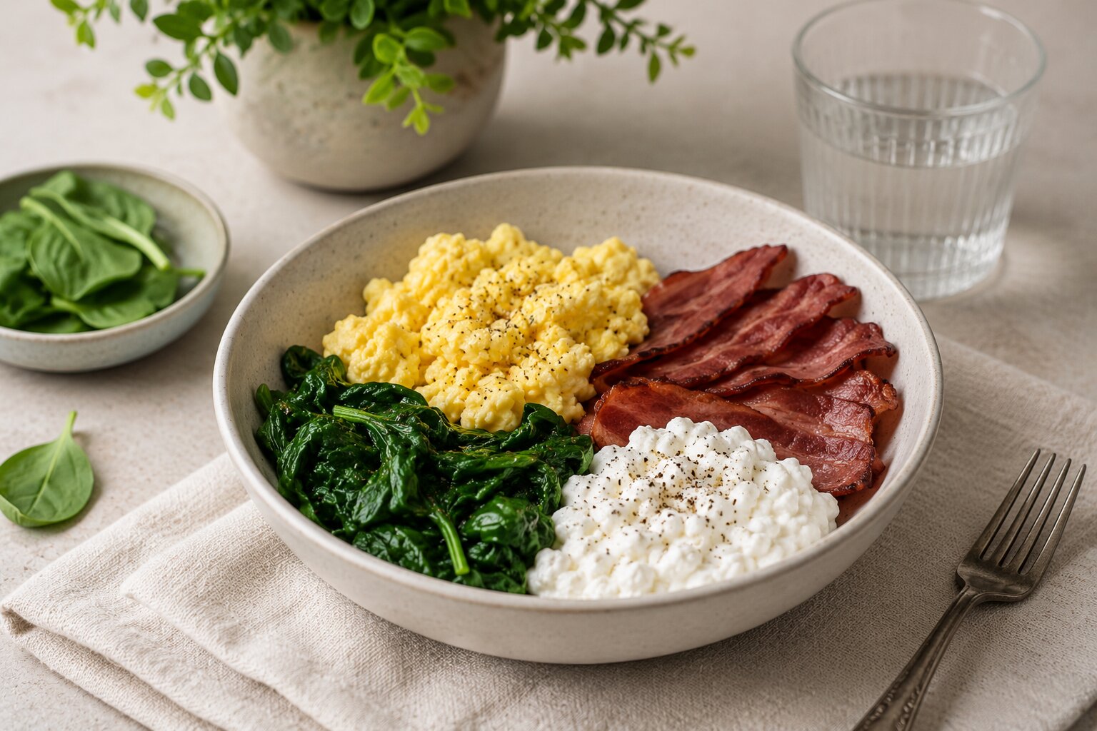 Bacon Egg Cottage Cheese Bowl